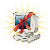 Classic dekstop computer vector with ribbon