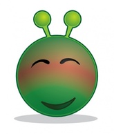 Smiley Green Alien Red clip art